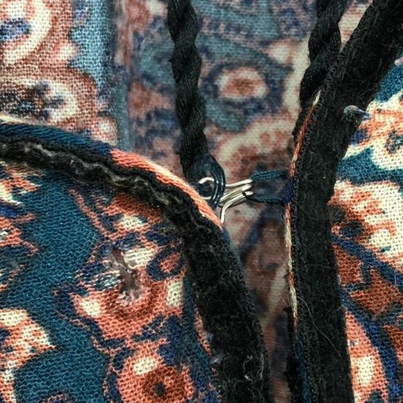 American Eagle Rustic colored Boho Retro Paisley Print Long Bell Sleeve Blouse M - Picture 12 of 16